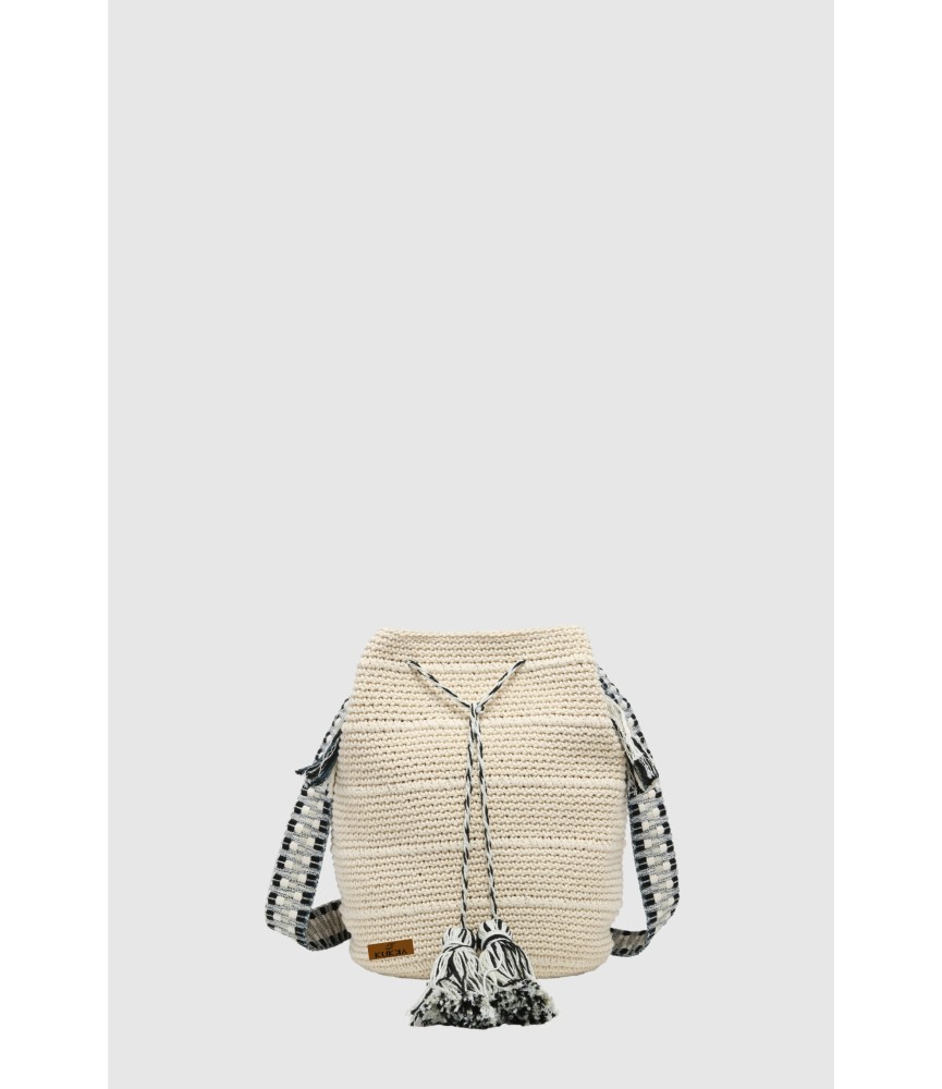 Bolso Bombonera - Beige y negro